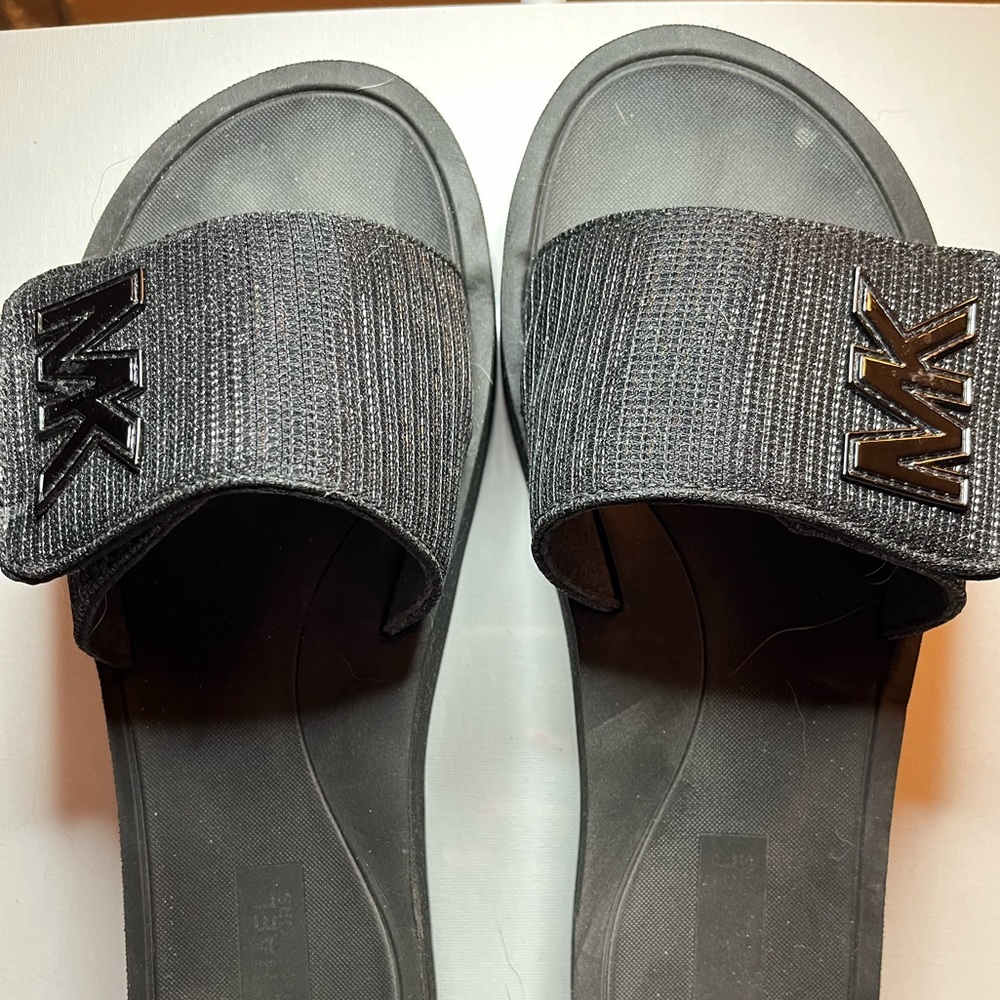 Michael Kors black slides size 8 with one inch heel